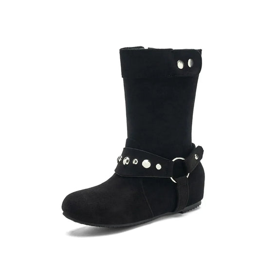 Heidi-Mode | Cowboy-Stiefeletten für Damen mit niedrigem Absatz und rutschfester PU-Sohle