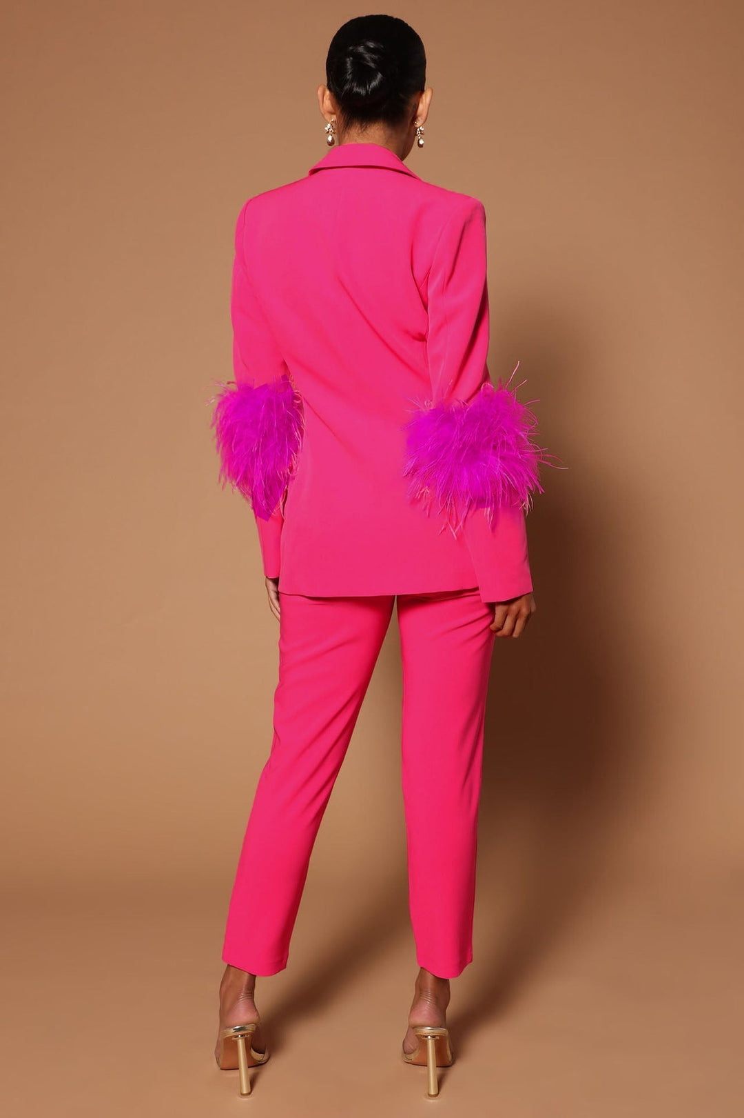 Heidi-Mode | Blazer mit Federn und Hose Set für Frauen