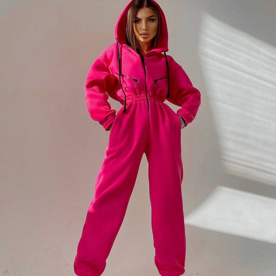 Heidi-Mode | Modischer Onesie mit Kapuze Sweatanzug für Frauen