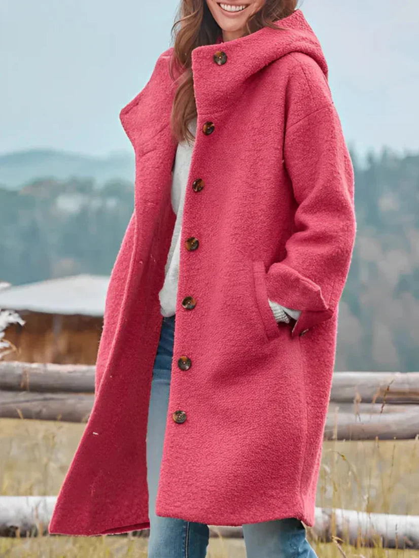 Heidi-Mode | Übergröße Bouclé-Jacke Mit Knopfverschluss
