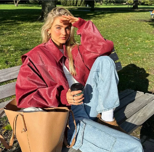 Heidi-Mode | Oversized Lederjacke