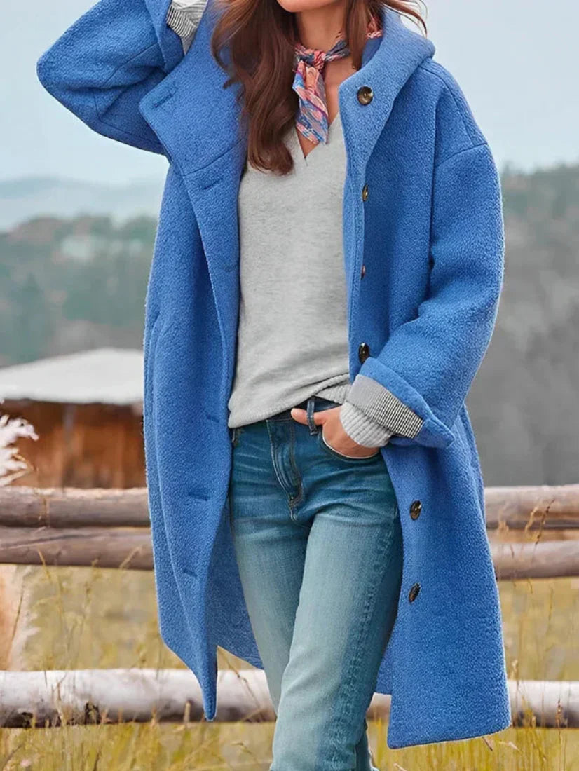 Heidi-Mode | Übergröße Bouclé-Jacke Mit Knopfverschluss