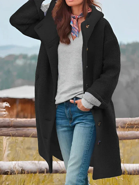 Heidi-Mode | Übergröße Bouclé-Jacke Mit Knopfverschluss