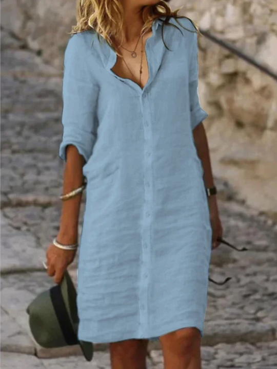 Heidi-Mode | Leinen Bluse Kleid - Perfekte Passform, Nachhaltig & Atmungsaktiv - Von Casual bis Chic, Ideal für Jede Jahreszeit