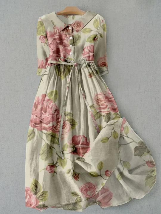 Midi-Kleid mit Blumenmuster in Pastell