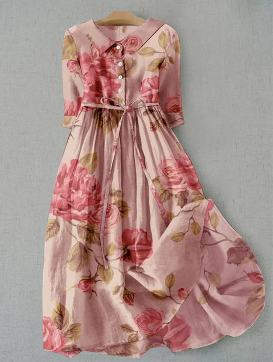 blumenprint midikleid in pastell