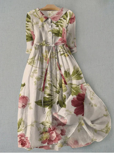 blumenprint midikleid in pastell