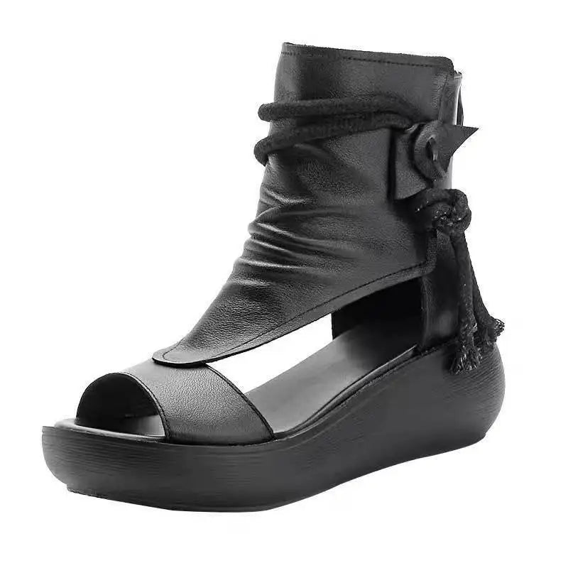 Heidi - Vintage Kunstleder-Stiefel