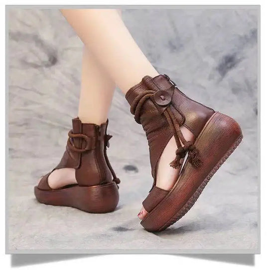 Heidi - Vintage Kunstleder-Stiefel
