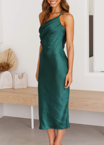 Damen-Midikleid aus Satin mit offenem Rücken