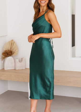 Damen-Midikleid aus Satin mit offenem Rücken