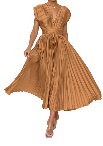 Damen-Kleid mit kurzen Ärmeln, einfarbig, lang