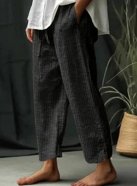 Heidi-Mode | Gestreifte Schlitzhose mit Tasche und Schnürung