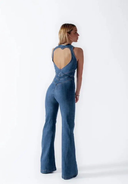 Damen-Overall im Retro-Stil, schmal, mit hoher Taille