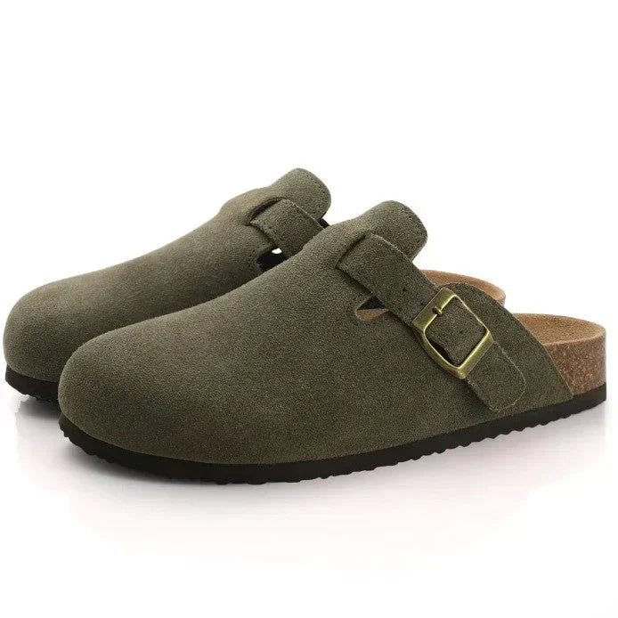 Heidi-Mode | Lässige Wildlederclogs Mit Schnallenriemen Für Herren