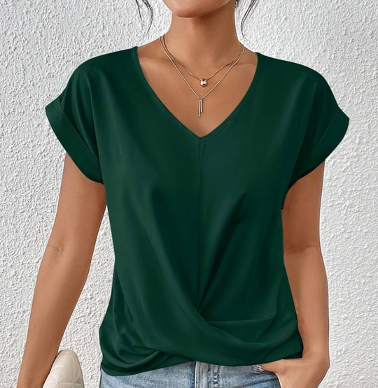 Heidi-Mode | Damen V-Neck Bluse mit kurzen Ärmeln