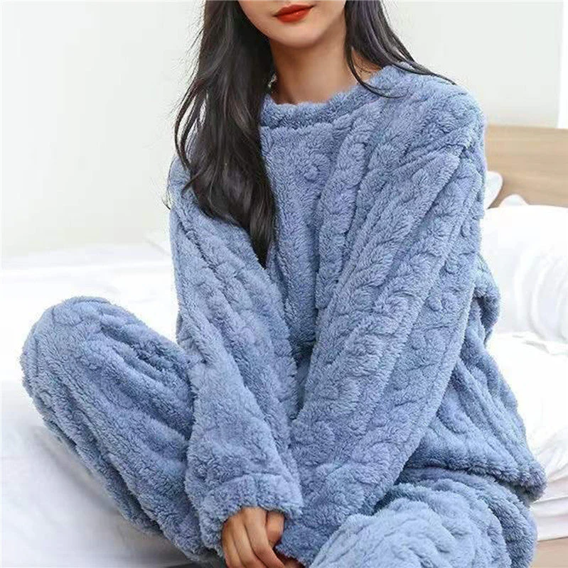 Heidi-Mode | Fleece-Pyjama-Set Damen Warm und Schlaf