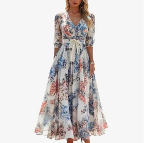 Midi-Kleid mit Blumen