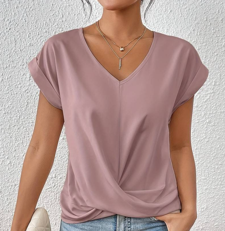 Heidi-Mode | Damen V-Neck Bluse mit kurzen Ärmeln
