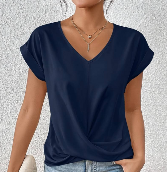 Heidi-Mode | Damen V-Neck Bluse mit kurzen Ärmeln