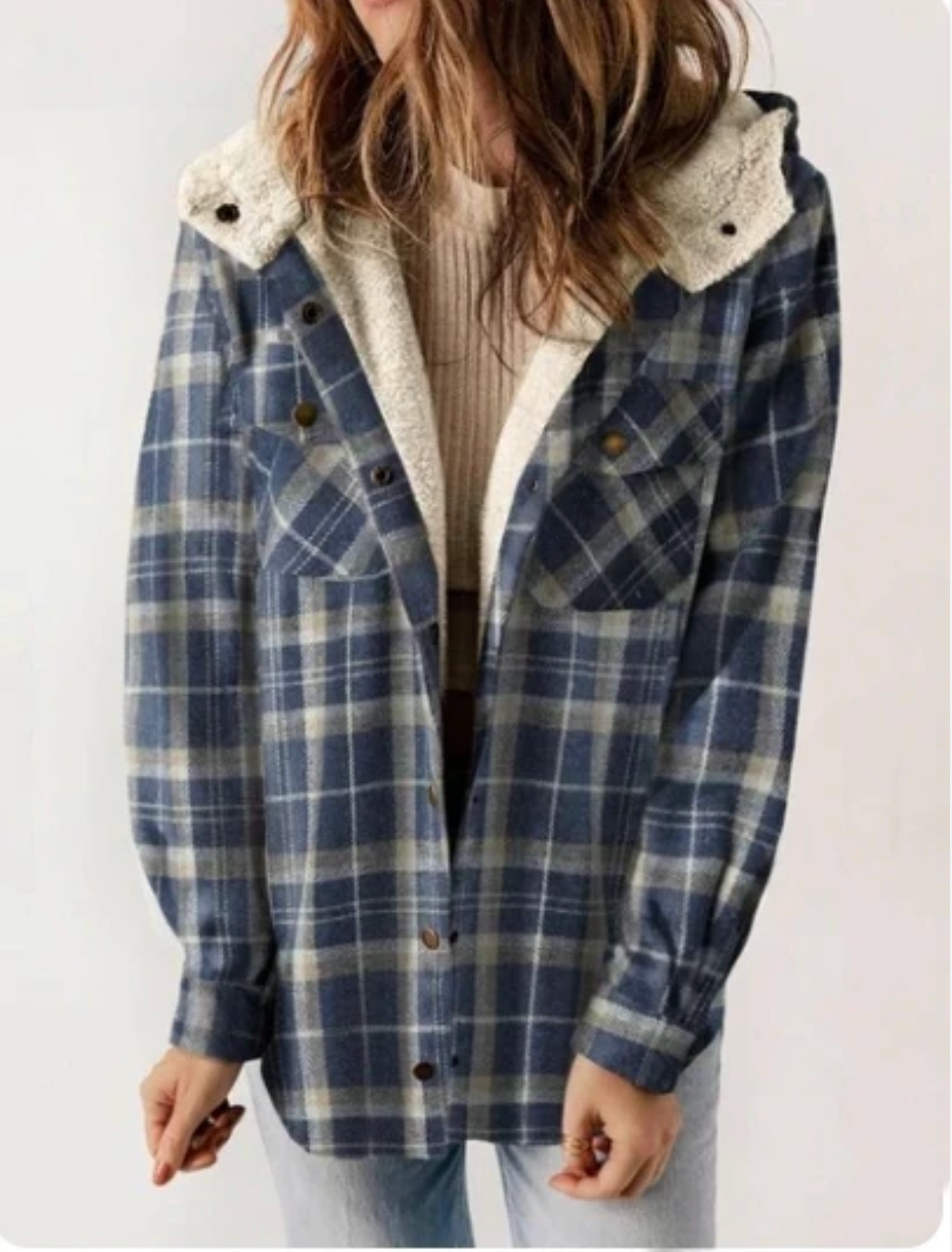 Heidi-Mode- Karierte Jacke mit Kapuze