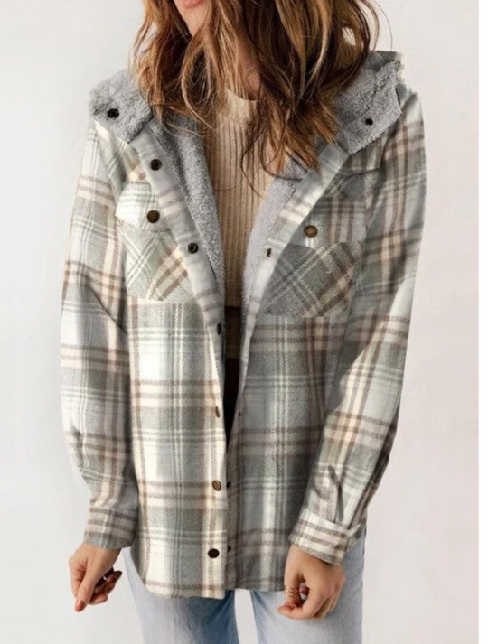 Heidi-Mode- Karierte Jacke mit Kapuze
