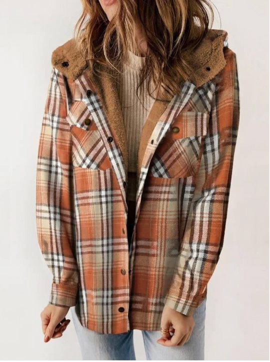 Heidi-Mode- Karierte Jacke mit Kapuze