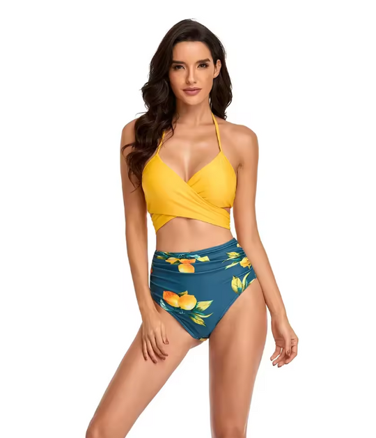 Heidi-Mode | Bikini-Set Geblümter Wickel- und Bindebikini