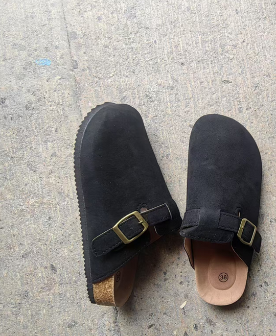 Heidi-Mode | Lässige Wildlederclogs Mit Schnallenriemen Für Herren