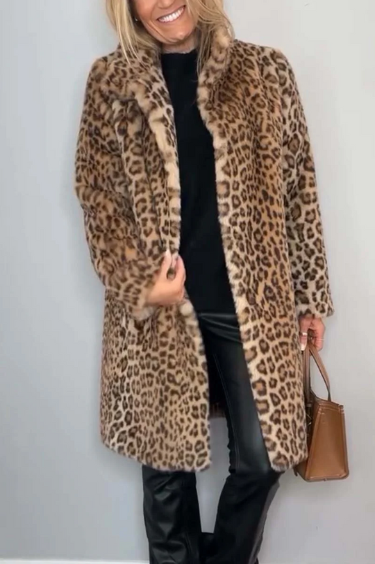 Heidi-Mode | Klassieke Dames Winterjas Met Luipaardprint