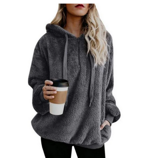 Heidi-Mode | Damen-Fleece-Sweatshirt Mit Reißverschluss Am Ausschnitt