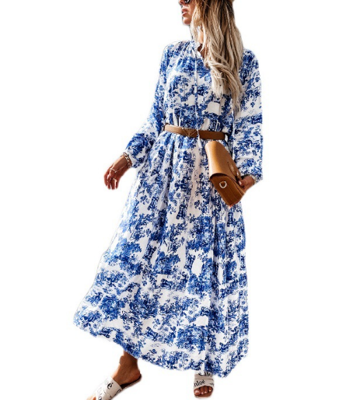 – boho-urlaubs-midikleid mit langen armeln