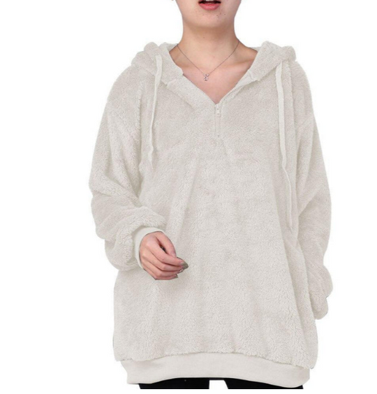 Heidi-Mode | Damen-Fleece-Sweatshirt Mit Reißverschluss Am Ausschnitt