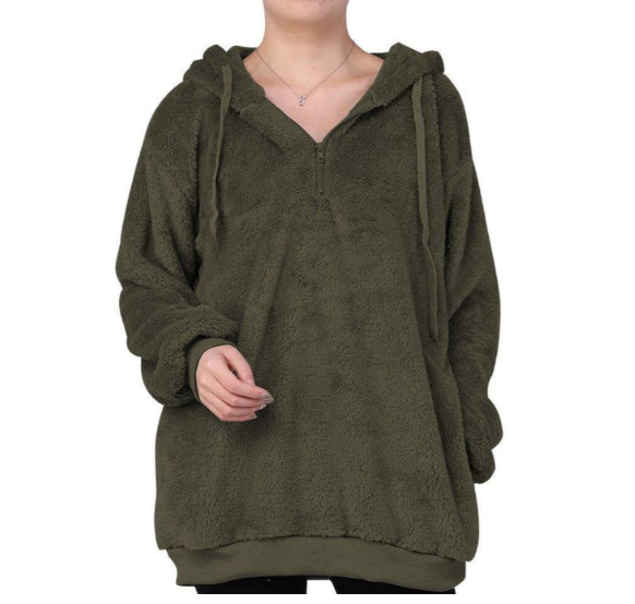 Heidi-Mode | Sweat-Shirt Femme En Polaire Avec Fermeture À Friction À L'Encolure