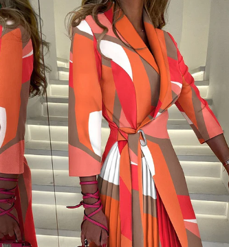 Heidi-Mode | Patchwork Goldfisch Print Blazer Kleid