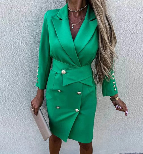 einfarbiges Blazer-Kleid im Büro-Stil