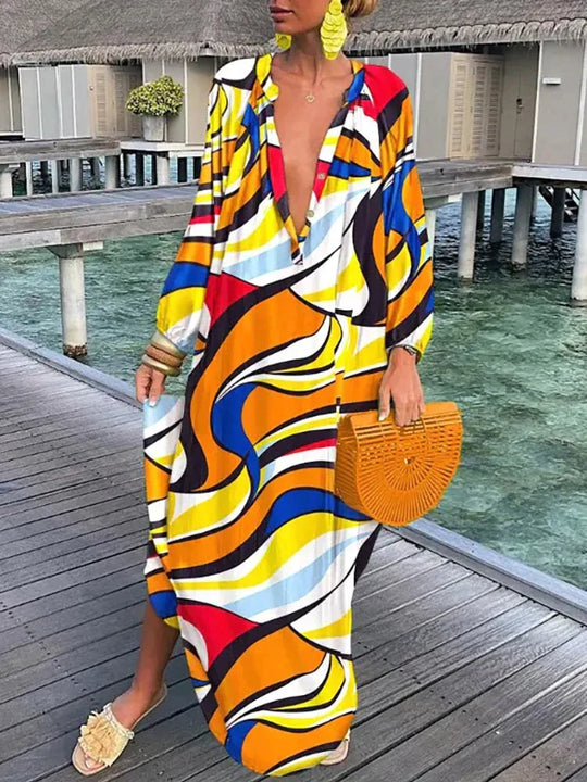 Heidi-Mode | Damen Tiefer V-Ausschnitt Dress