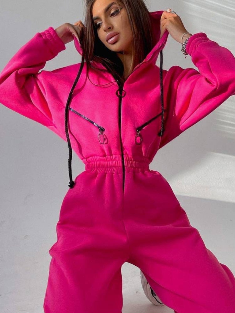 Heidi-Mode | Modischer Onesie mit Kapuze Sweatanzug für Frauen