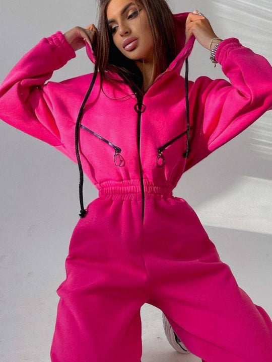 Heidi-Mode | Modischer Onesie mit Kapuze Sweatanzug für Frauen