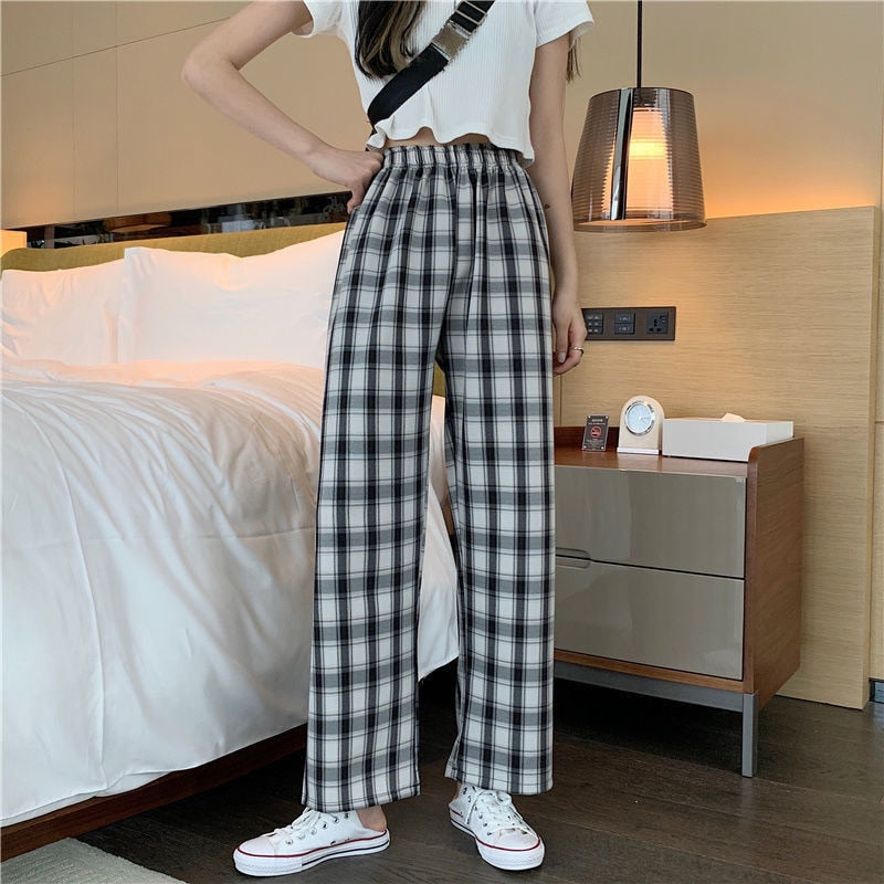 Heidi-Mode | Damenhosen Karierte Hose mit Hoher Taille für Einen Trendigen und Lässigen Look