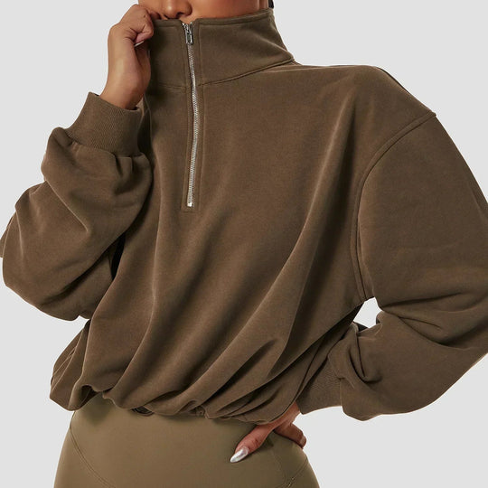 Heidi-Mode | Yoga Pullover Hoher Kragen Fitness Sport Sweatshirt Frauen Lauf Segel Reißverschluss Frauen Lockere Langarm Sweatshirt
