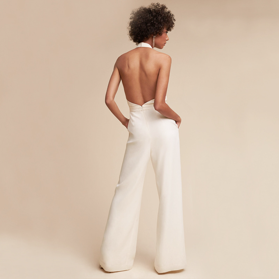 Heidi-Mode | Eleganter Weitfallender Jumpsuit Mit Offenem Rücken