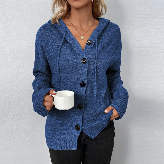 Damen gestrickter Cardigan mit Kapuze