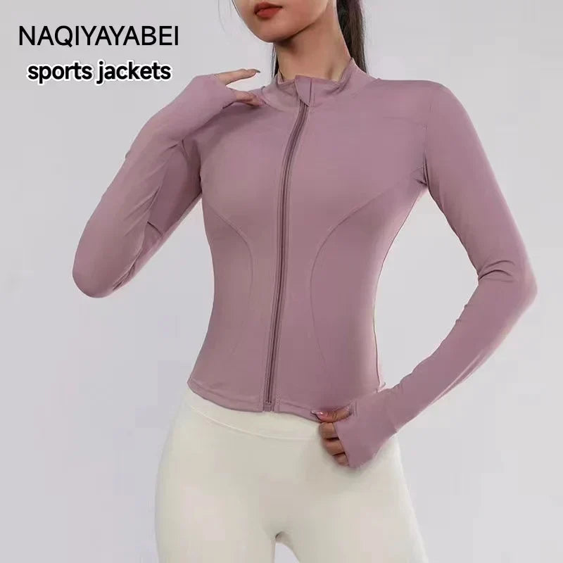 Heidi-Mode | Frauen Fitness Kleidung Einfarbig Schnell Trocknend Yoga Kleidung Hohe Elastizität Fitness Jacke Belüftet Lange Sport T-Shirt Damen Trainingsanzug