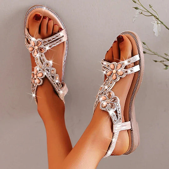 Heidi-Mode | Frauen Sandalen Strass Offene Zehe Mode Frauen Schuhe Einfarbig Sommer Offene Zehe Strand Sandalen Rutschfeste Schuhe Damen