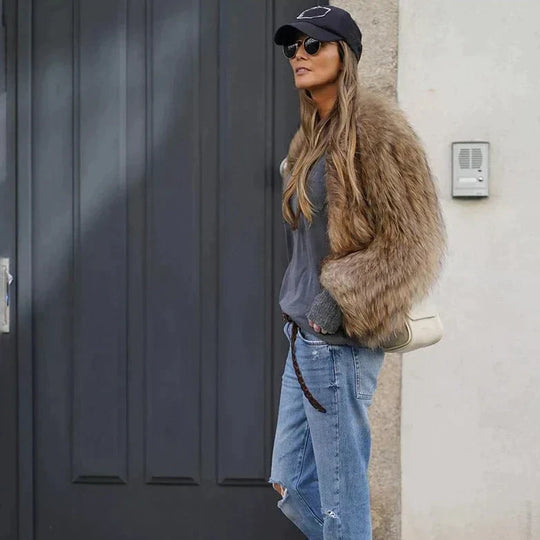 Damenmode Jacke aus Plüsch-Imitationsfell