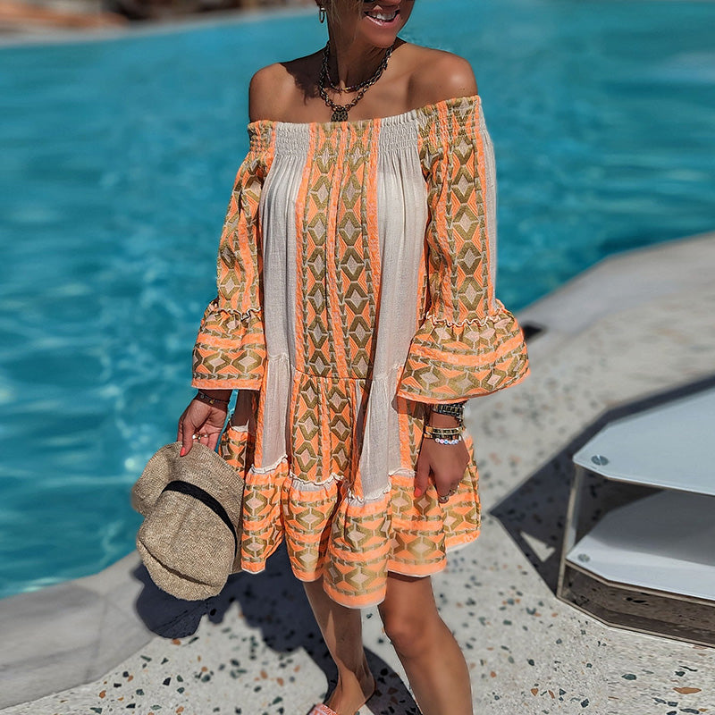 boho off-shoulder jurk