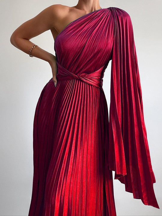 Heidi-Mode | Ein Langarm Falten Backless Maxi Kleid