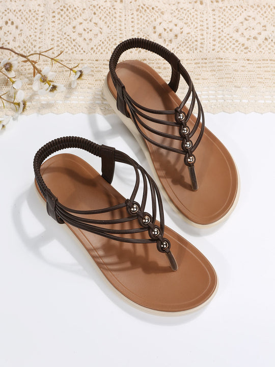 Heidi-Mode | PU-Braid Ball Flache Sandalen