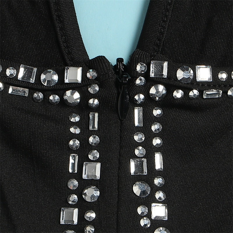 Heidi-Mode | Diamanten Netz Rückenfreies Schlaghose Overall